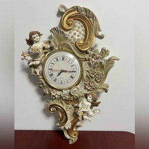 Wall decorate clock with angels ceramic